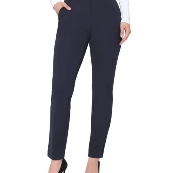 Talbots Dress Pants Womens 16 34x30 Navy Blue Nylon Tapered Trousers Office - Picture 3 of 15